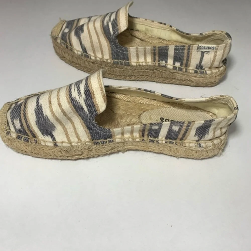 Soludos ikat Southwest espadrilles blue tan 5 - Picture 5 of 9